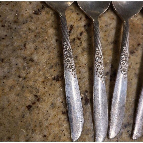 Vintage Wm. Rogers Oneida Spoons Always Wildwood Set of 6 Silver Overlay - Picture 2 of 10